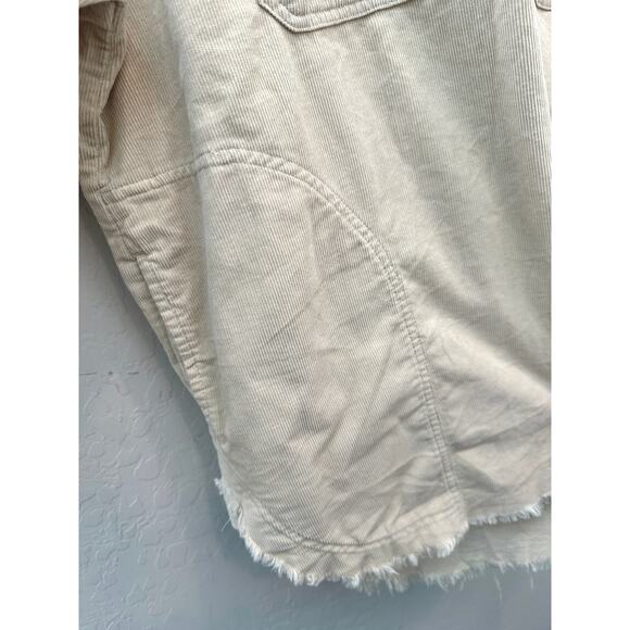 OFFLINE AERIE | Corduroy Half Zip Pullover Shacket Jacket Tan Frayed Hem | XL - Picture 4 of 8